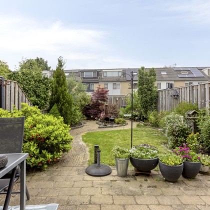 Diep en zonnige tuin